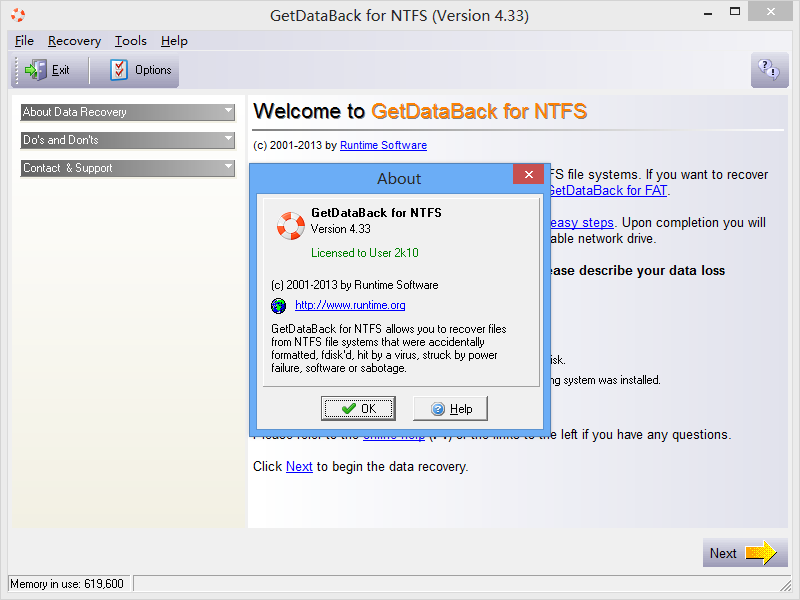 Getdataback For Ntfs 4.33 Licens